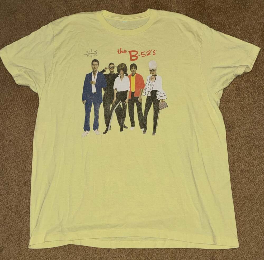 The B-52's Retro Band Photo Yellow Heather Adult T-Shirt